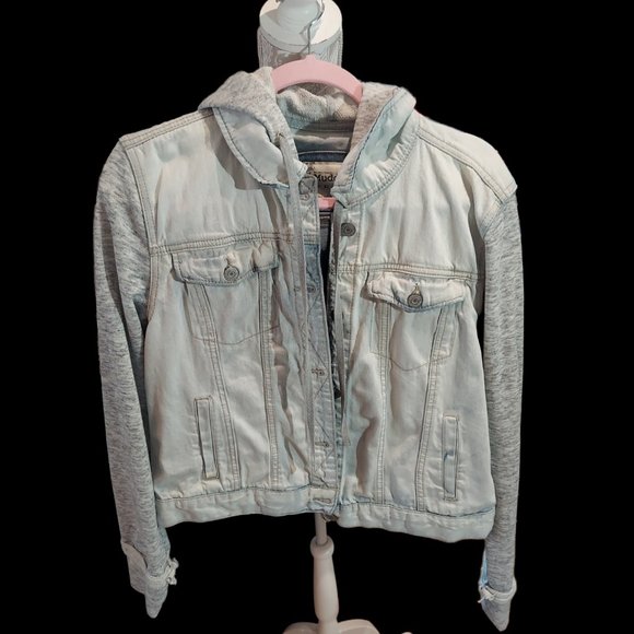 Mudd Jackets & Blazers - Mudd Jean Jacket Light Wash with Hood Junior's Size XL